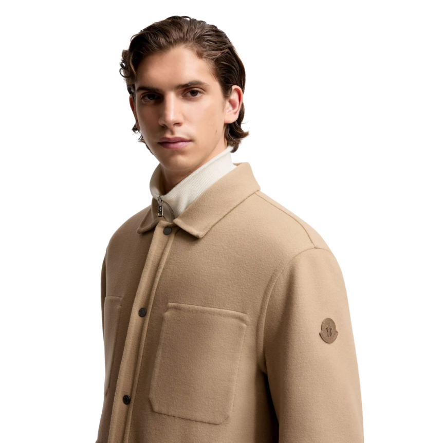 Veste surchemise MONCLER Tagnit laine flanelle camel