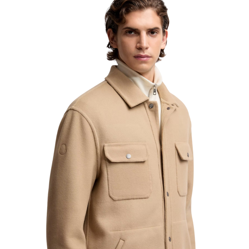 Veste surchemise MONCLER Tagnit laine flanelle camel