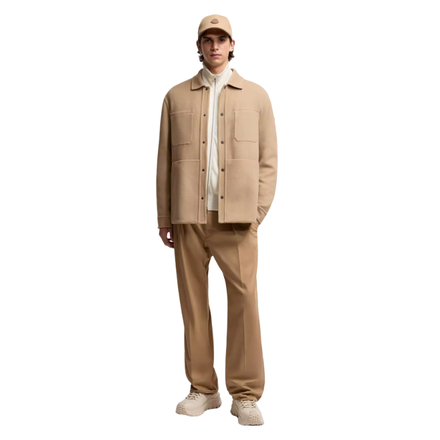 Veste surchemise MONCLER Tagnit laine flanelle camel