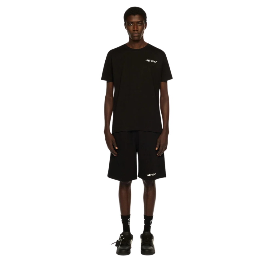 T-shirt col rond OFF WHITE slim coton noir logo Ink Arrow