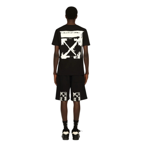 T-shirt col rond OFF WHITE slim coton noir logo Ink Arrow