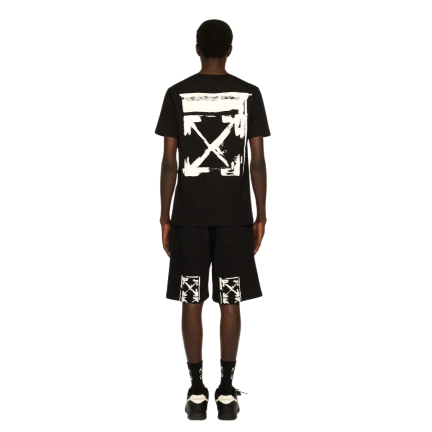 T-shirt col rond OFF WHITE slim coton noir logo Ink Arrow
