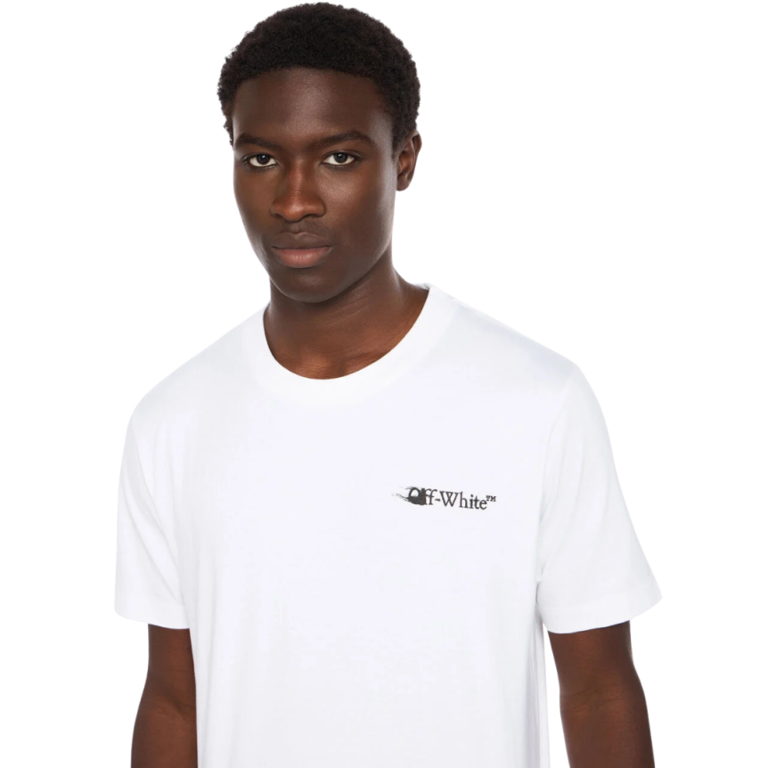T-shirt col rond OFF WHITE slim coton blanc logo Ink Arrow