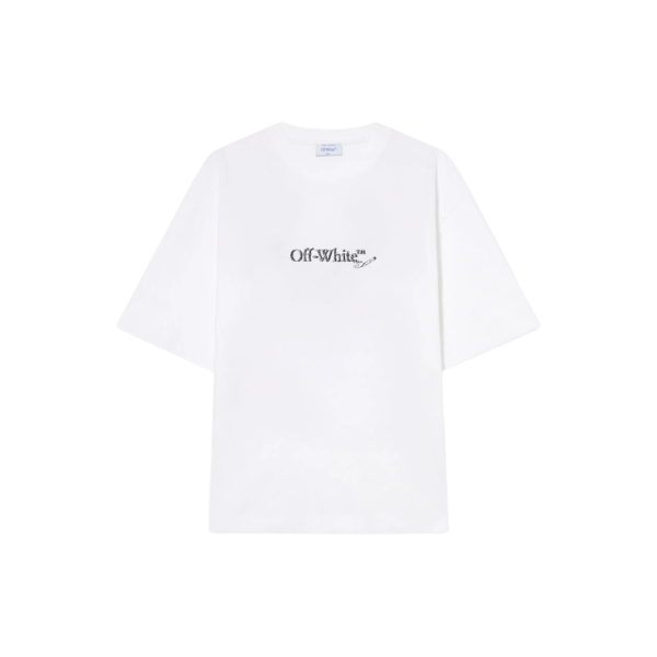 T-shirt col rond OFF WHITE coton blanc logo skate Scribble Arrow