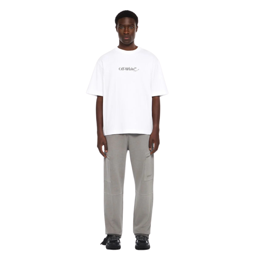 T-shirt col rond OFF WHITE coton blanc logo skate Scribble Arrow