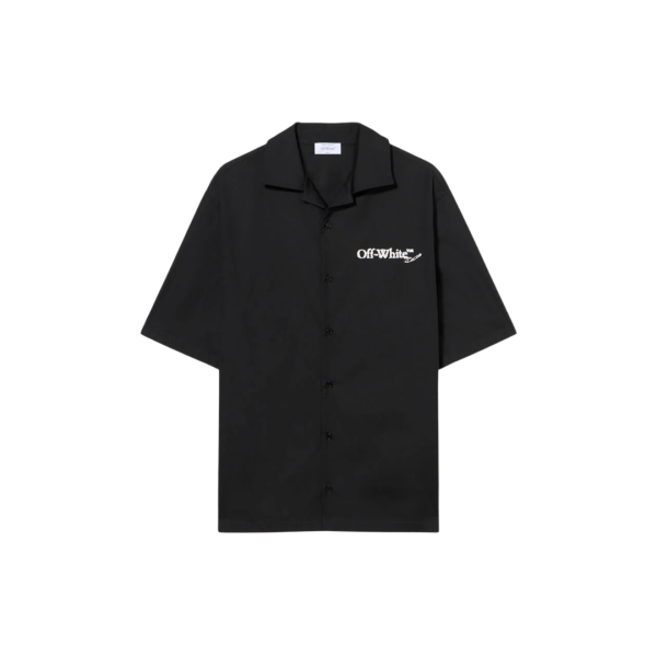 Chemise manche courte OFF WHITE bowling popeline coton motif flèches griffonnées