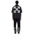 Chemise manche courte bowling popeline coton motif flèches griffonnées