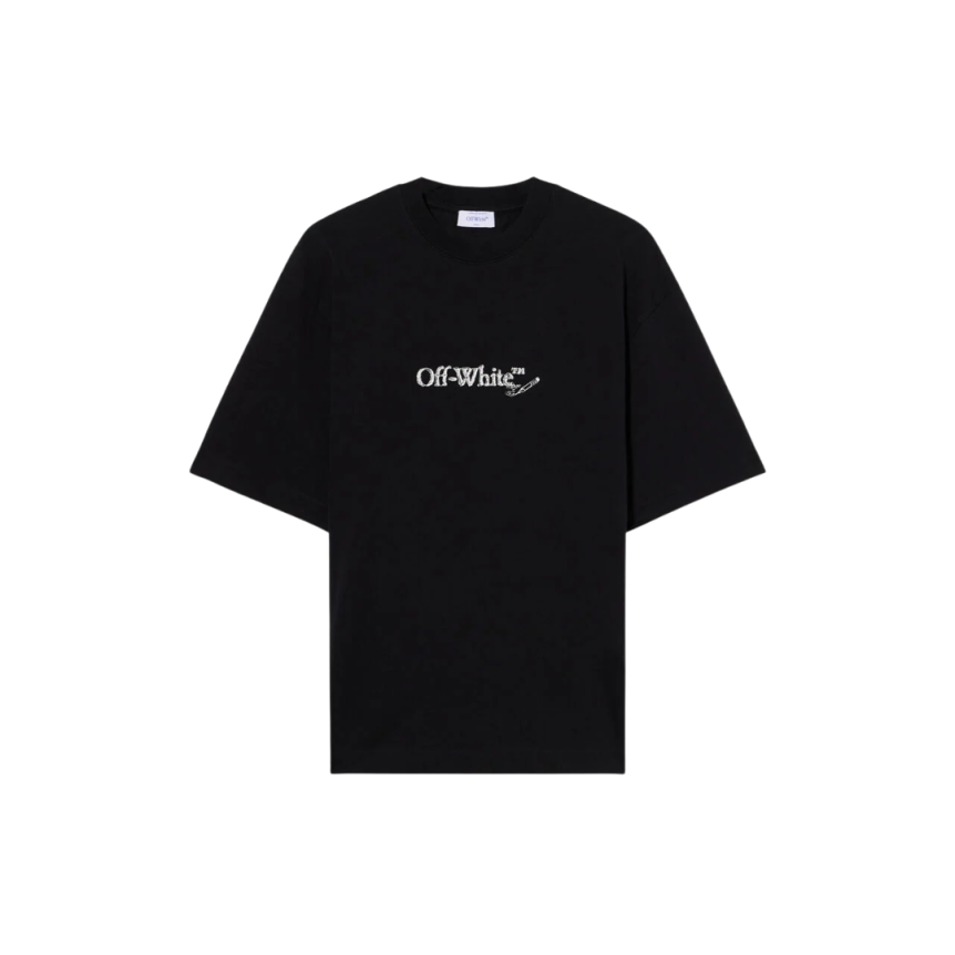 T-shirt OFF WHITE col rond coton noir logo skate Scribble Arrow