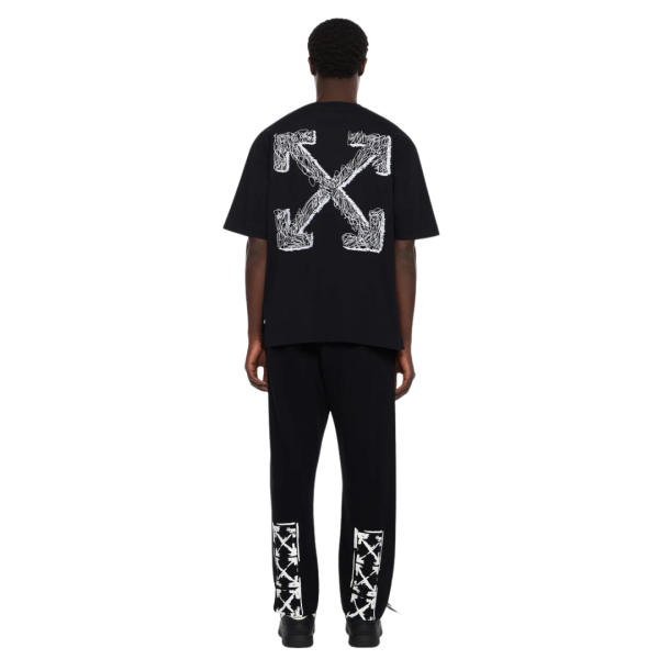 T-shirt OFF WHITE col rond coton noir logo skate Scribble Arrow