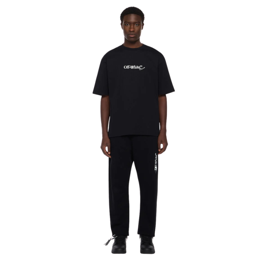 T-shirt OFF WHITE col rond coton noir logo skate Scribble Arrow