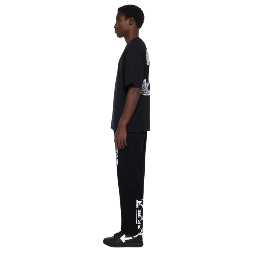 T-shirt OFF WHITE col rond coton noir logo skate Scribble Arrow