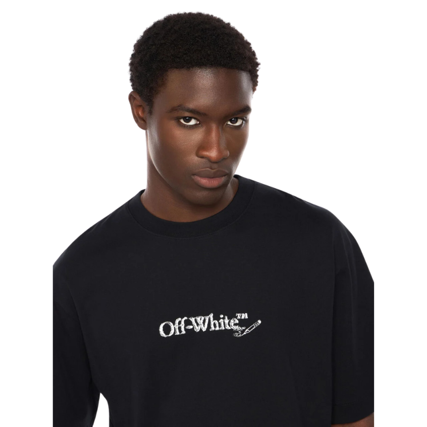 T-shirt OFF WHITE col rond coton noir logo skate Scribble Arrow