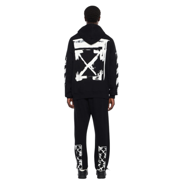 Sweat-shirt à capuche OFF WHITE coton noir Ink Arrow Skate blanc