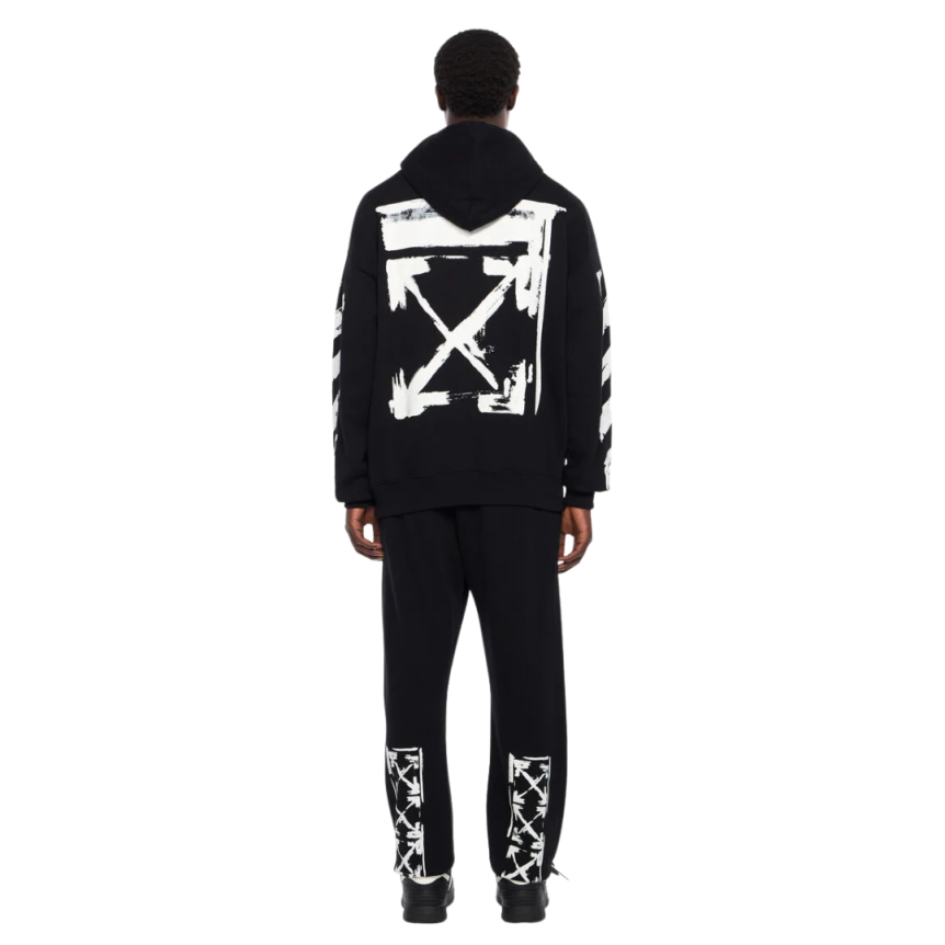 Sweat-shirt à capuche OFF WHITE coton noir Ink Arrow Skate blanc