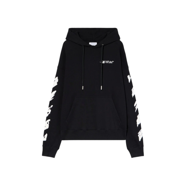 Sweat-shirt à capuche OFF WHITE coton noir Ink Arrow Skate blanc