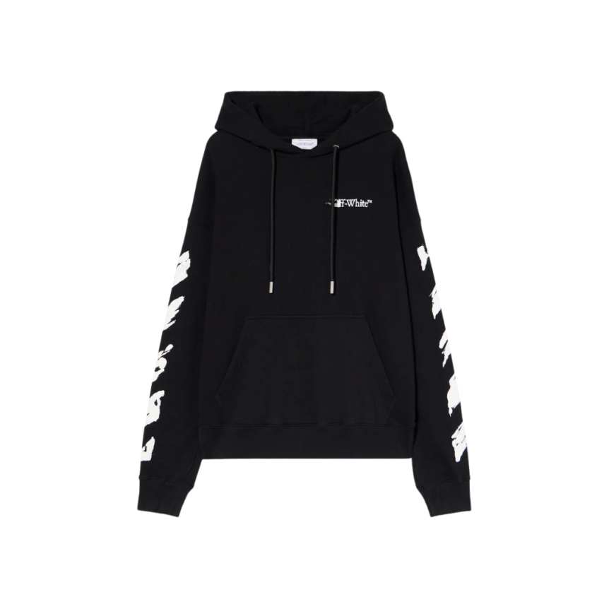 Sweat-shirt à capuche OFF WHITE coton noir Ink Arrow Skate blanc
