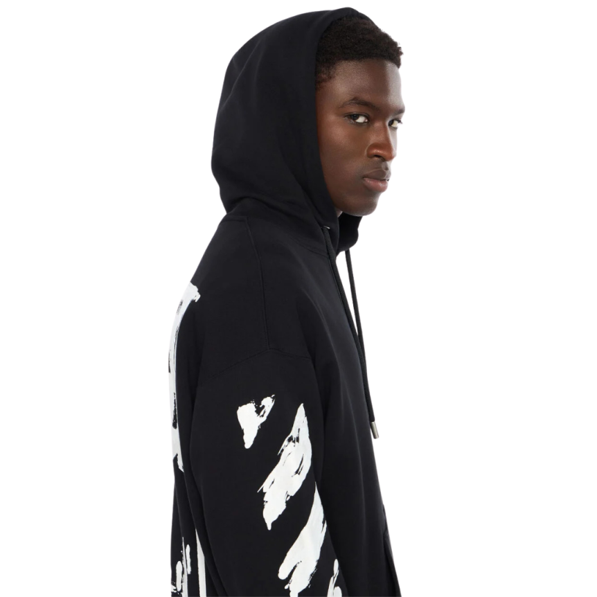 Sweat-shirt à capuche OFF WHITE coton noir Ink Arrow Skate blanc