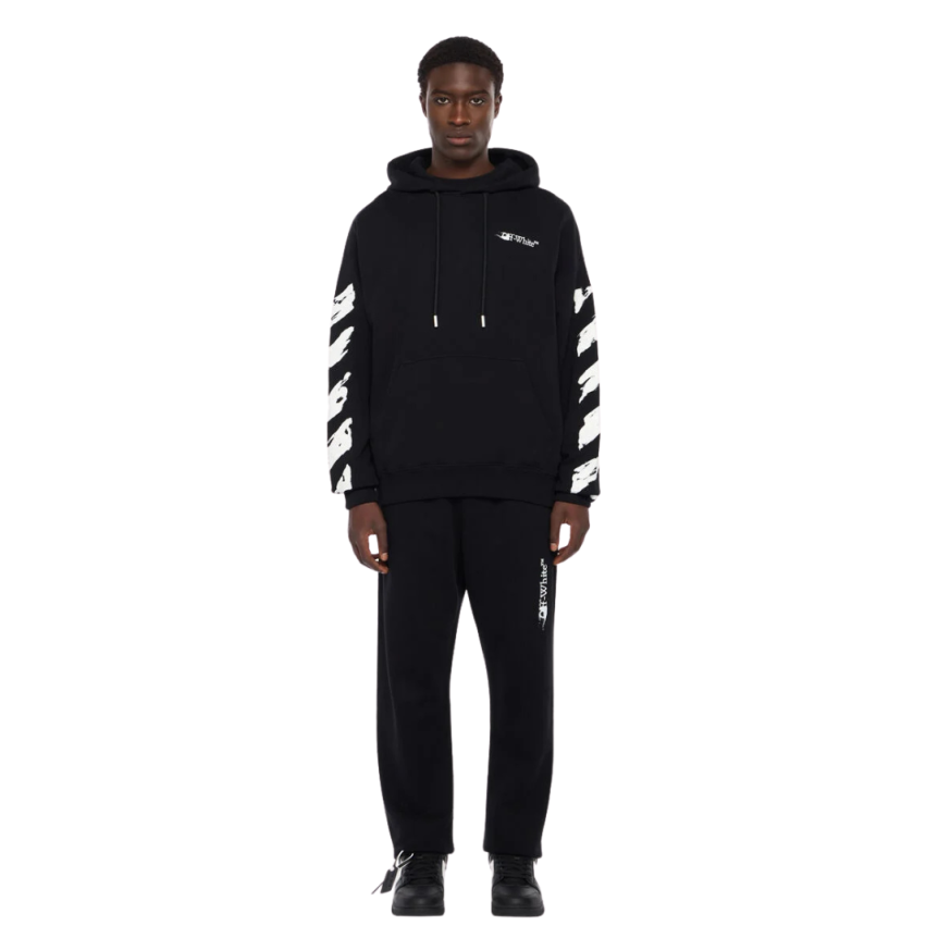 Sweat-shirt à capuche OFF WHITE coton noir Ink Arrow Skate blanc