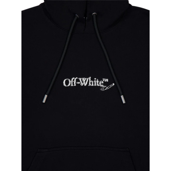 Sweat-shirt à capuche OFF WHITE coton noir Scribble Arrow blanc