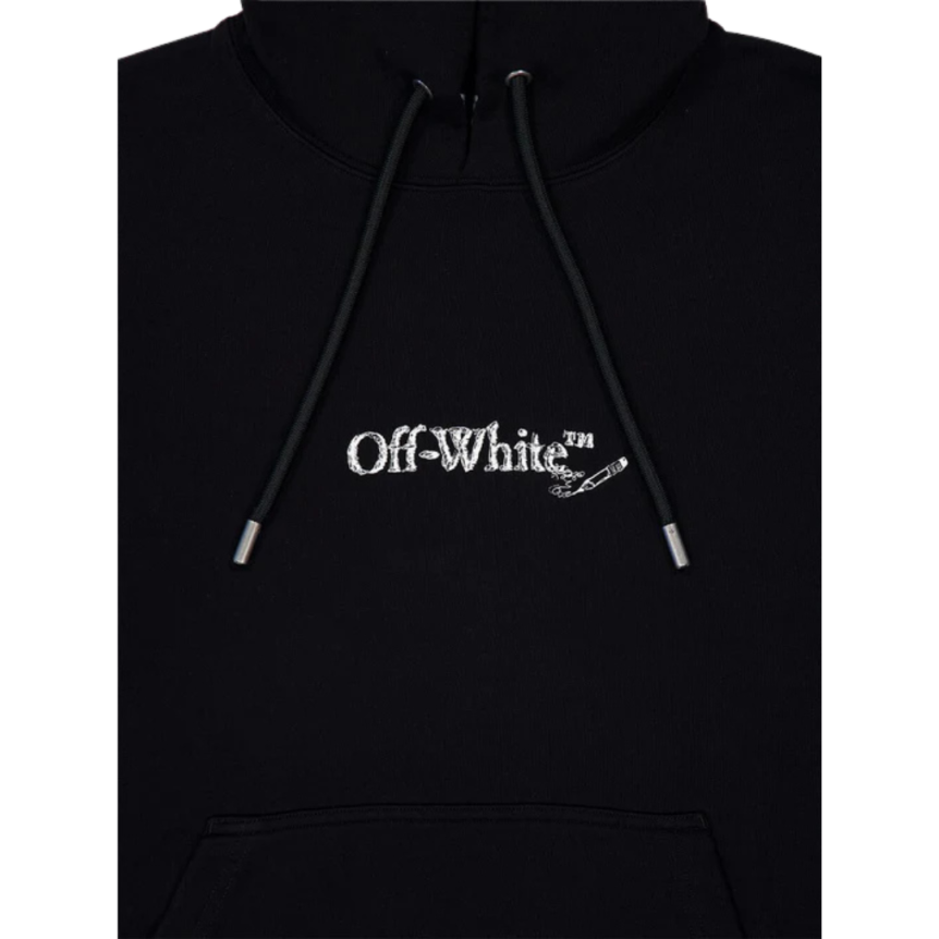 Sweat-shirt à capuche OFF WHITE coton noir Scribble Arrow blanc