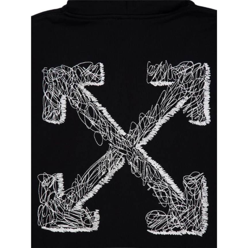 Sweat-shirt à capuche OFF WHITE coton noir Scribble Arrow blanc