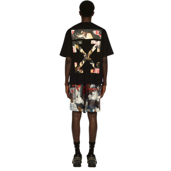 T-shirt col rond OFF WHITE coton noir logo Paint Arrow Skate