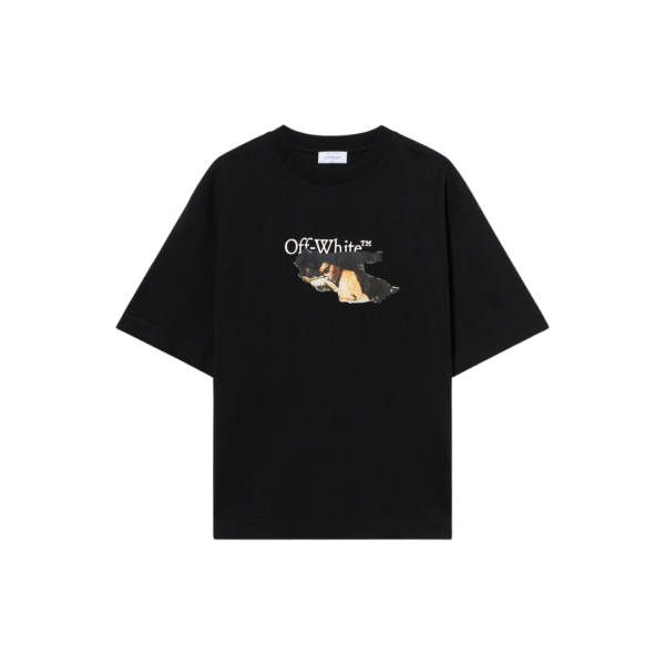 T-shirt col rond OFF WHITE coton noir logo Paint Arrow Skate