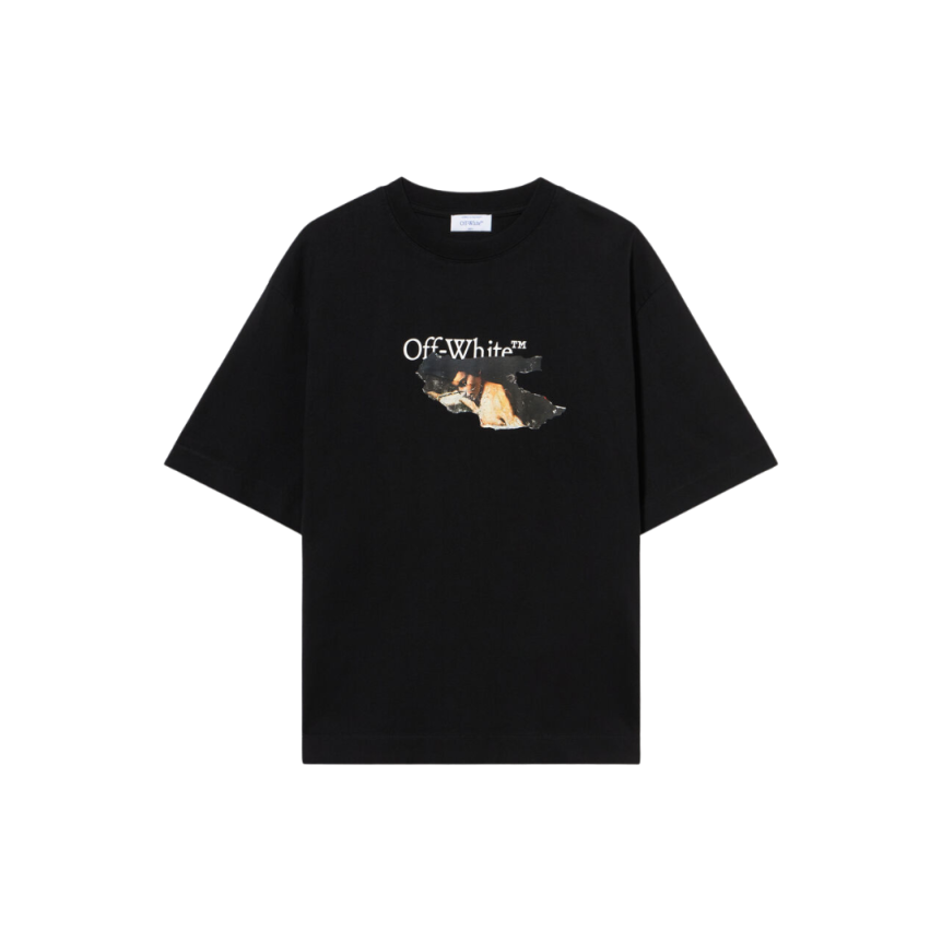 T-shirt col rond OFF WHITE coton noir logo Paint Arrow Skate