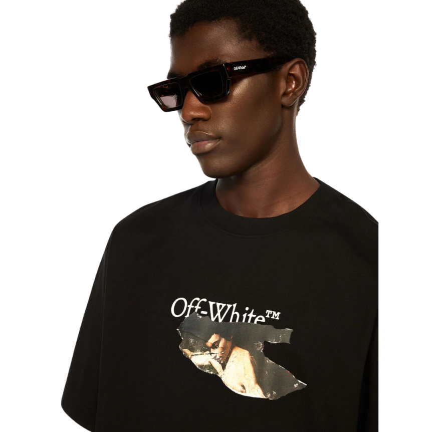 T-shirt col rond OFF WHITE coton noir logo Paint Arrow Skate
