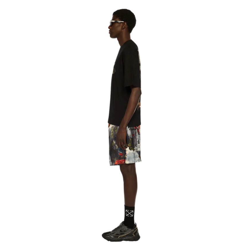 T-shirt col rond OFF WHITE coton noir logo Paint Arrow Skate