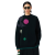Fashion Show Pull Défilé jacquard laine alpaga noir motif surréaliste multicolore
