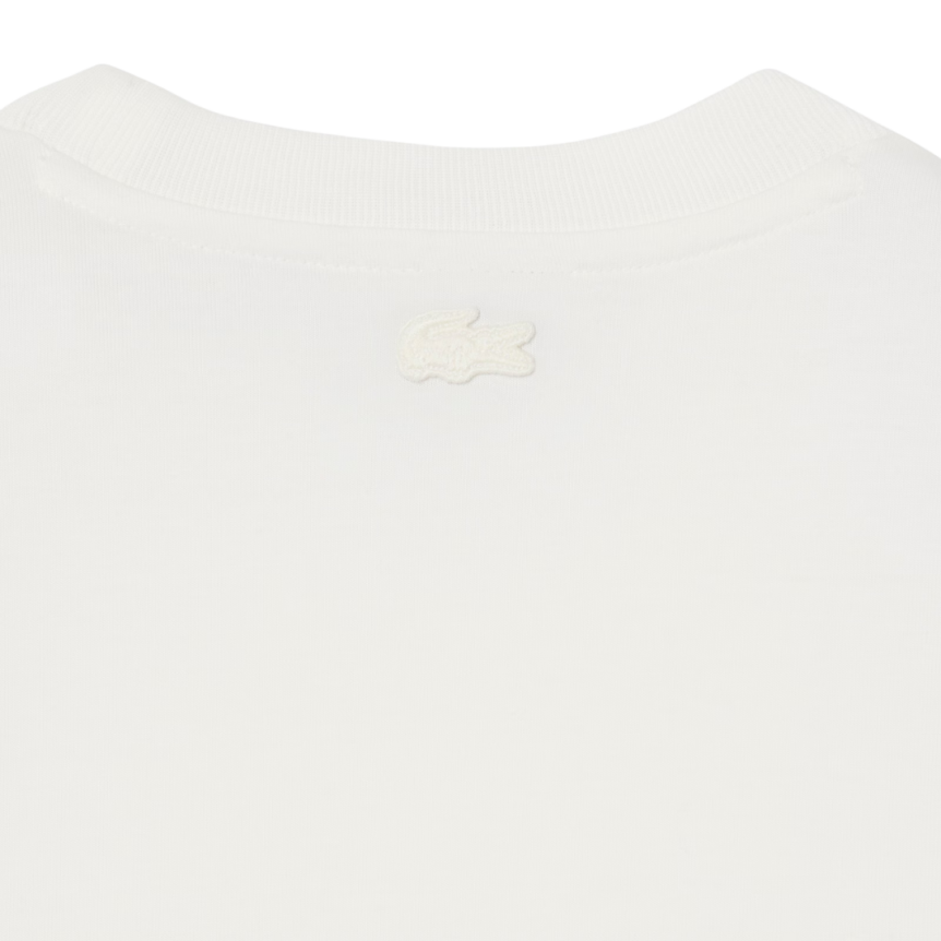 T-shirt LACOSTE Défilé col rond coton écru imprimé blason