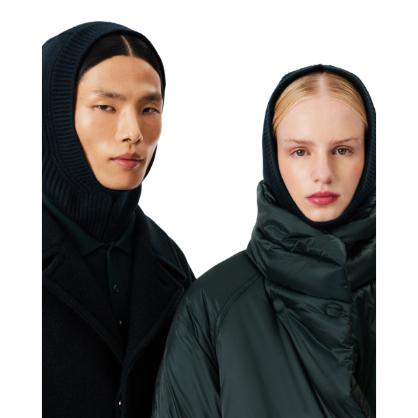 Cagoule LACOSTE Défilé laine feutrée côtelée vert foncé