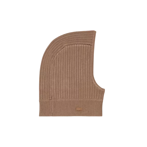 Cagoule LACOSTE Défilé viscose mélangé maille côtelée camel