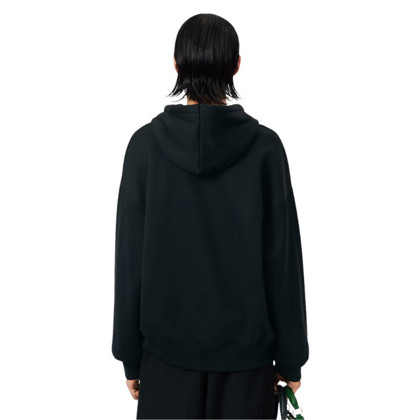 Sweatshirt à capuche LACOSTE coton jersey satiné vert foncé logo Défilé René crocodile