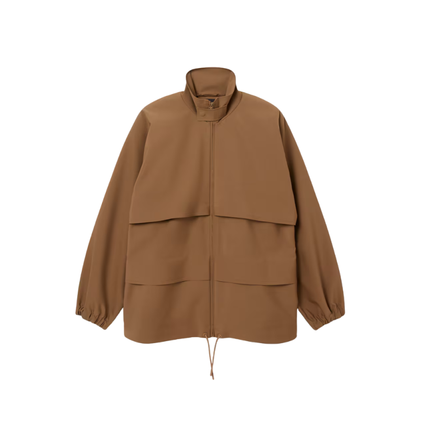 Veste coupe vent LACOSTE nylon laine technique marron clair Défilé