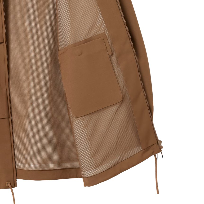 Veste coupe vent LACOSTE nylon laine technique marron clair Défilé