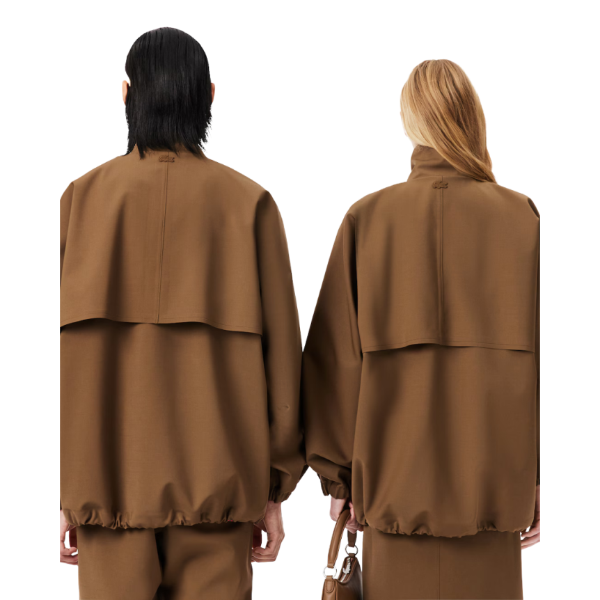 Veste coupe vent LACOSTE nylon laine technique marron clair Défilé