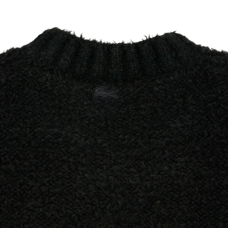 Pull col rond LACOSTE laine acrylique alpaga vert foncé crocodile intarsia vert Défilé