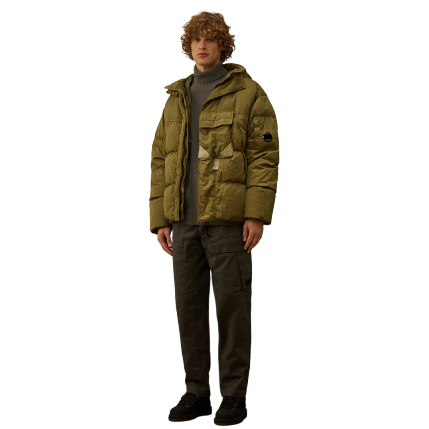 Pull col roulé CP COMPANY laine recyclé gris anthracite lentille manche