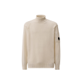 Pull col roulé laine recyclé écru lentille manche