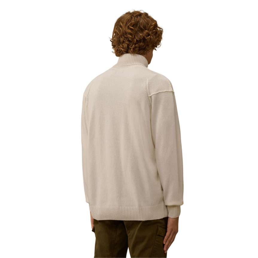 CP COMPANY Pull col roulé laine recyclé écru lentille manche