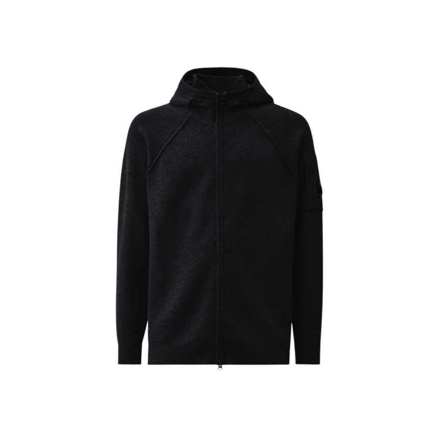 Cardigan zippé à capuche CP COMPANY laine mélangée noir