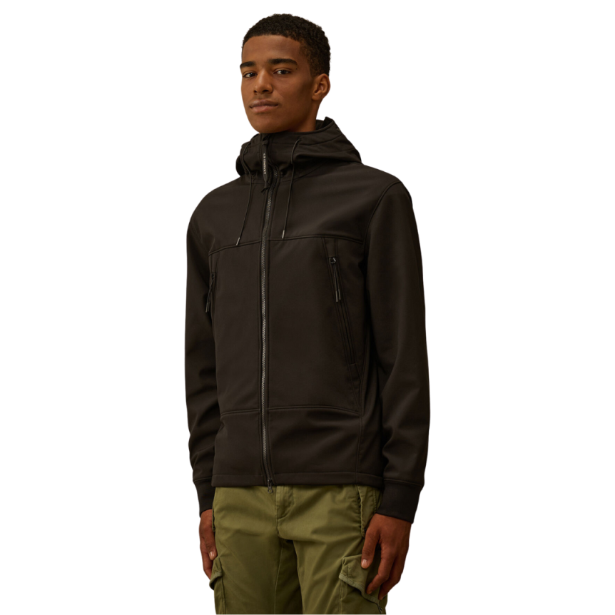 Blouson CP COMPANY Shell-R nylon noir capuche lunettes