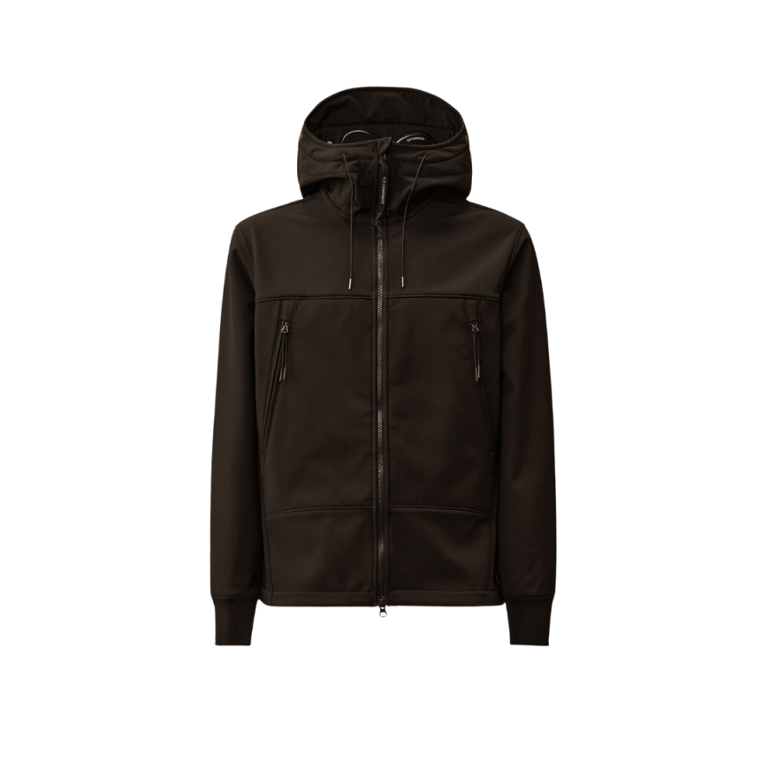 Blouson CP COMPANY Shell-R nylon noir capuche lunettes