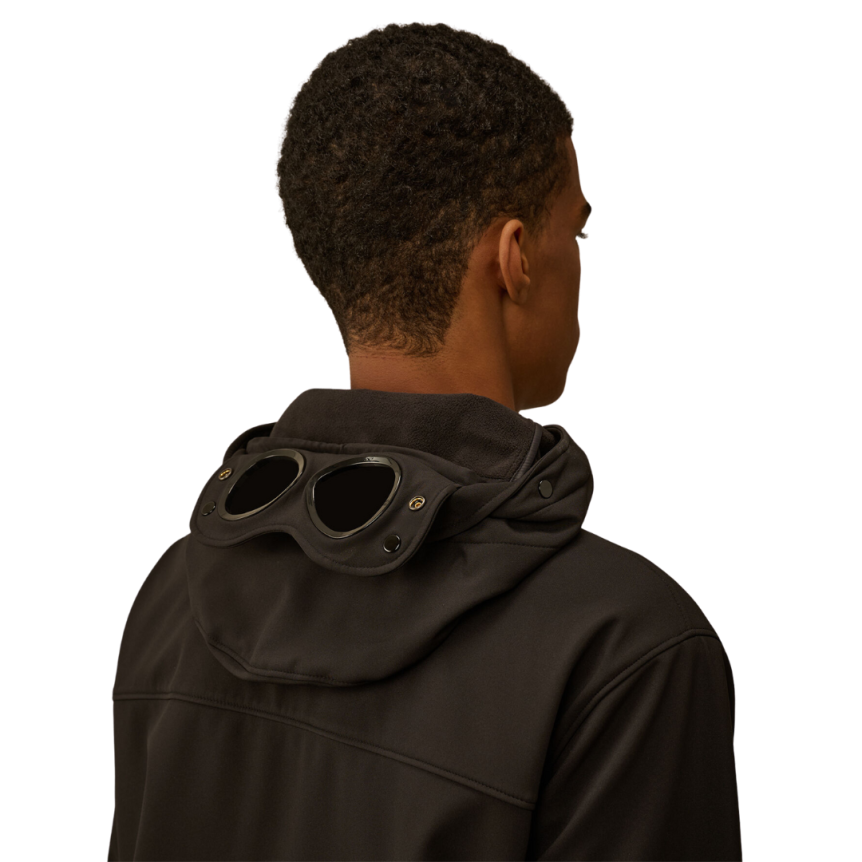 Blouson CP COMPANY Shell-R nylon noir capuche lunettes