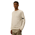 Sweat-shirt col rond coton polaire relief diagonal blanc
