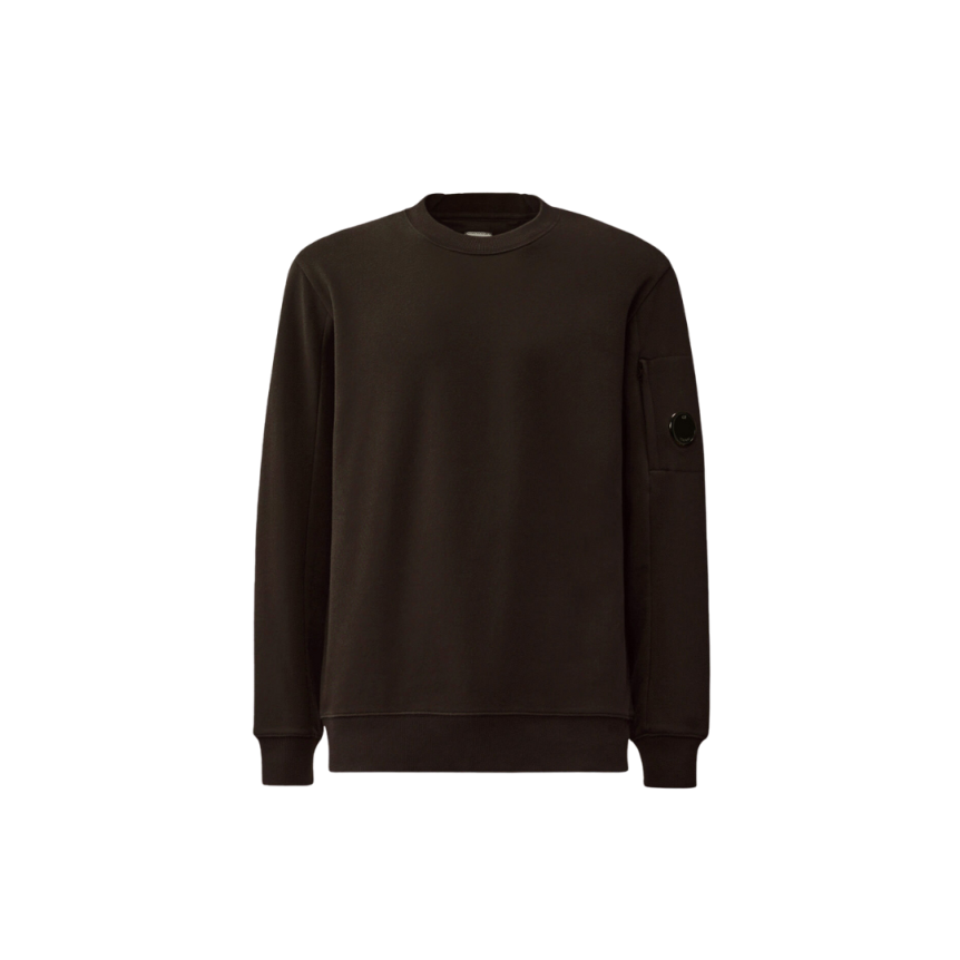 Sweat-shirt CP COMPANY col rond coton polaire relief diagonal noir