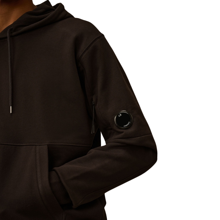 Sweat-shirt à capuche CP COMPANY Hoodie molleton coton polaire relief diagonal noir