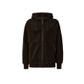 Sweat-shirt cardigan zippé coton polaire relief diagonal noir capuche lunettes